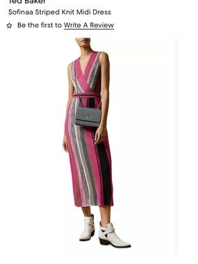 Ted Baker Sofinaa Striped Knit Midi Dress in Pink